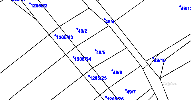 Parcela st. 49/5 v KÚ Vlásenice u Pelhřimova, Katastrální mapa