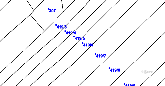 Parcela st. 419/6 v KÚ Vlásenice u Pelhřimova, Katastrální mapa