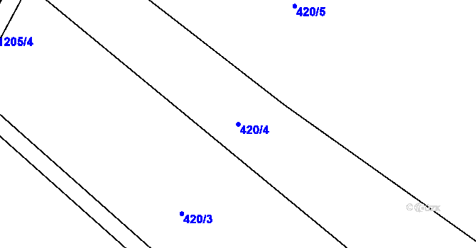 Parcela st. 420/4 v KÚ Vlásenice u Pelhřimova, Katastrální mapa