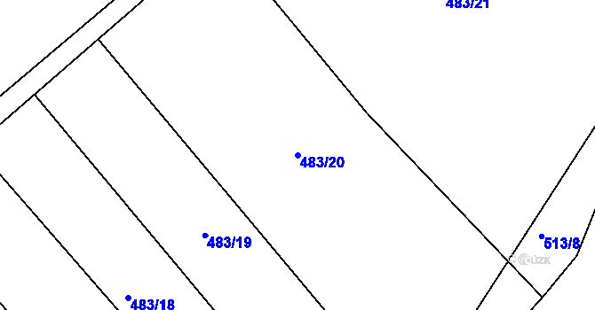 Parcela st. 483/20 v KÚ Vlásenice u Pelhřimova, Katastrální mapa