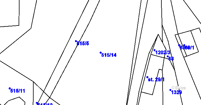 Parcela st. 515/14 v KÚ Vlásenice u Pelhřimova, Katastrální mapa