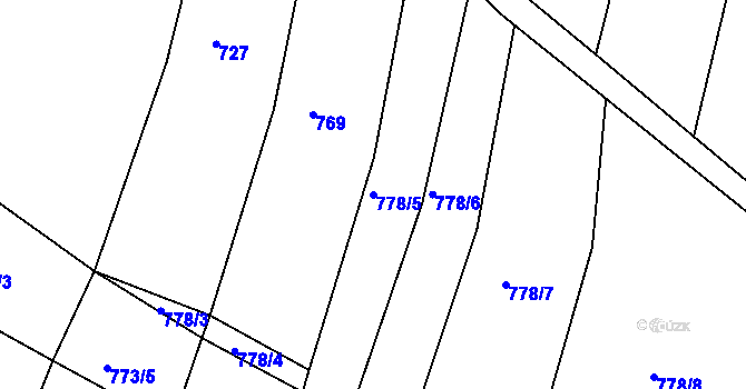 Parcela st. 778/5 v KÚ Vlásenice u Pelhřimova, Katastrální mapa