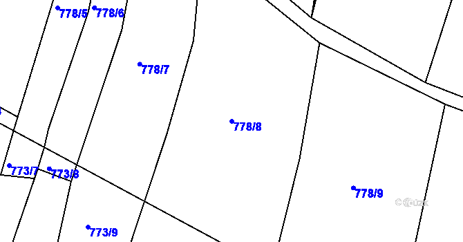 Parcela st. 778/8 v KÚ Vlásenice u Pelhřimova, Katastrální mapa