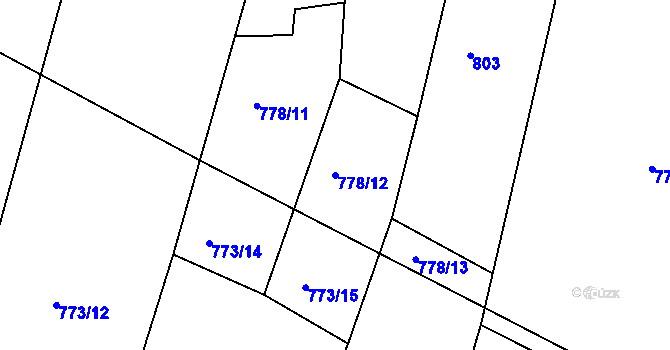 Parcela st. 778/12 v KÚ Vlásenice u Pelhřimova, Katastrální mapa