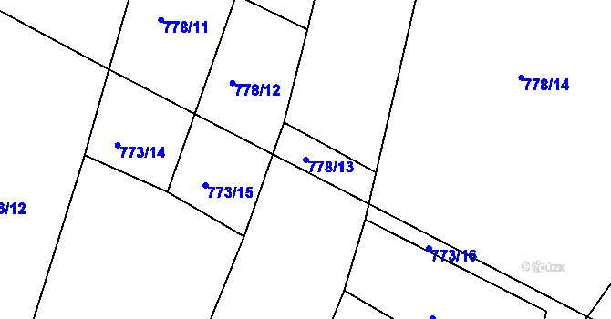 Parcela st. 778/13 v KÚ Vlásenice u Pelhřimova, Katastrální mapa