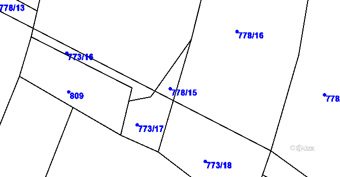 Parcela st. 778/15 v KÚ Vlásenice u Pelhřimova, Katastrální mapa