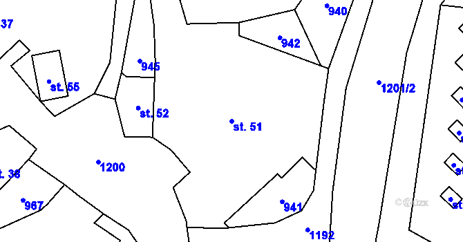 Parcela st. 51 v KÚ Březina nad Sázavou, Katastrální mapa