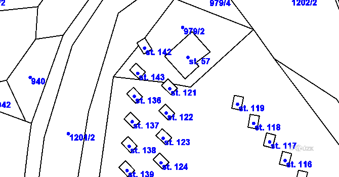 Parcela st. 121 v KÚ Březina nad Sázavou, Katastrální mapa