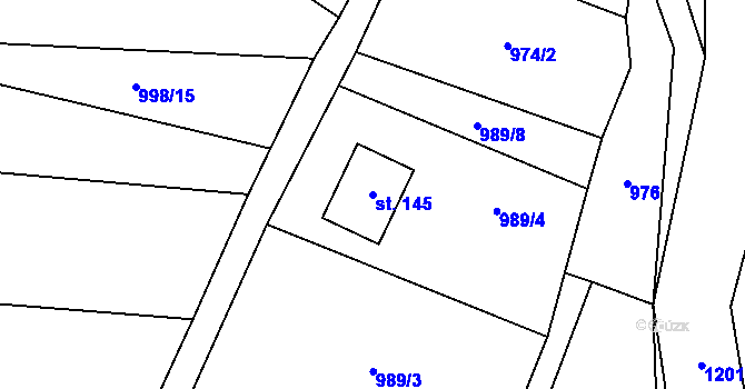 Parcela st. 145 v KÚ Březina nad Sázavou, Katastrální mapa