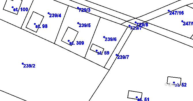 Parcela st. 59 v KÚ Kounice nad Sázavou, Katastrální mapa