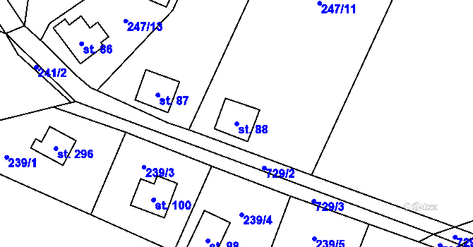 Parcela st. 88 v KÚ Kounice nad Sázavou, Katastrální mapa