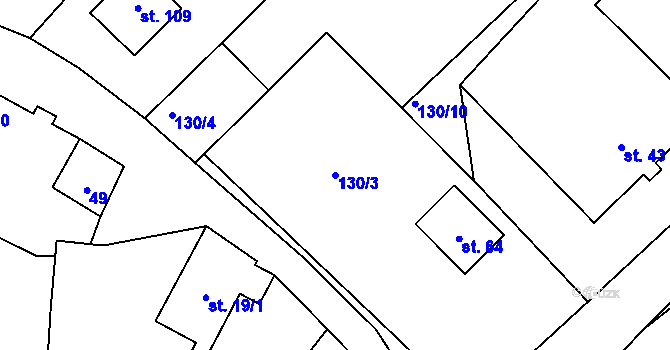 Parcela st. 130/3 v KÚ Kounice nad Sázavou, Katastrální mapa