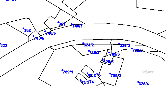Parcela st. 324/2 v KÚ Kounice nad Sázavou, Katastrální mapa