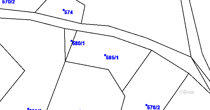 Parcela st. 585/1 v KÚ Kounice nad Sázavou, Katastrální mapa