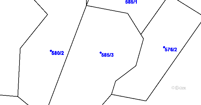 Parcela st. 585/3 v KÚ Kounice nad Sázavou, Katastrální mapa