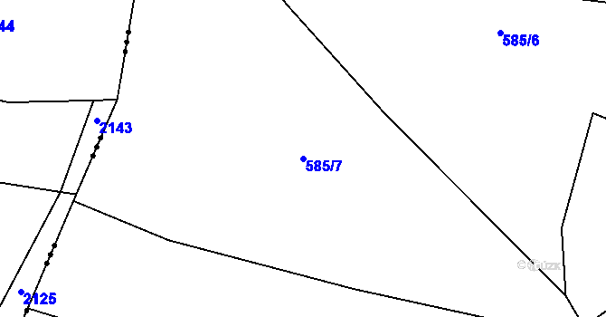 Parcela st. 585/7 v KÚ Kounice nad Sázavou, Katastrální mapa