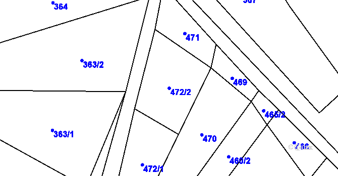Parcela st. 472/2 v KÚ Milošovice, Katastrální mapa