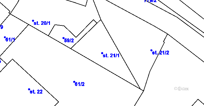 Parcela st. 21/1 v KÚ Pavlovice u Vlastějovic, Katastrální mapa