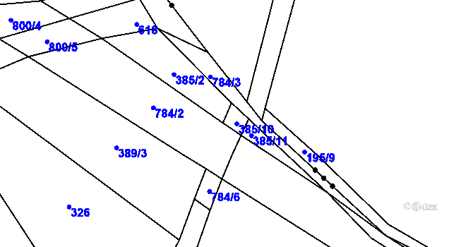 Parcela st. 385/10 v KÚ Pavlovice u Vlastějovic, Katastrální mapa
