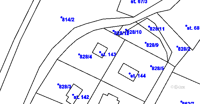 Parcela st. 143 v KÚ Vlastějovice, Katastrální mapa