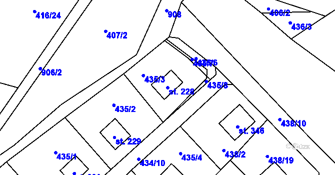 Parcela st. 228 v KÚ Vlastějovice, Katastrální mapa