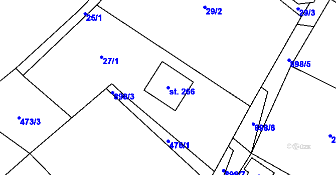 Parcela st. 266 v KÚ Vlastějovice, Katastrální mapa