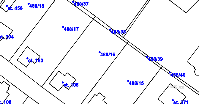 Parcela st. 488/16 v KÚ Vlastějovice, Katastrální mapa
