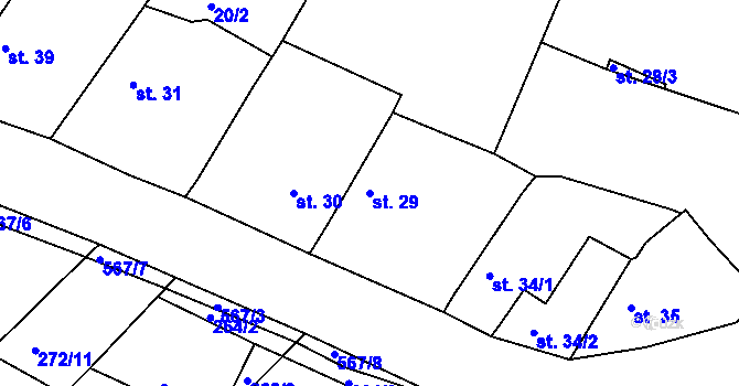 Parcela st. 29 v KÚ Svinky, Katastrální mapa