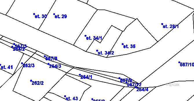 Parcela st. 34/2 v KÚ Svinky, Katastrální mapa