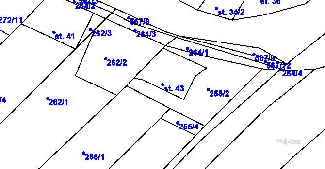 Parcela st. 43 v KÚ Svinky, Katastrální mapa
