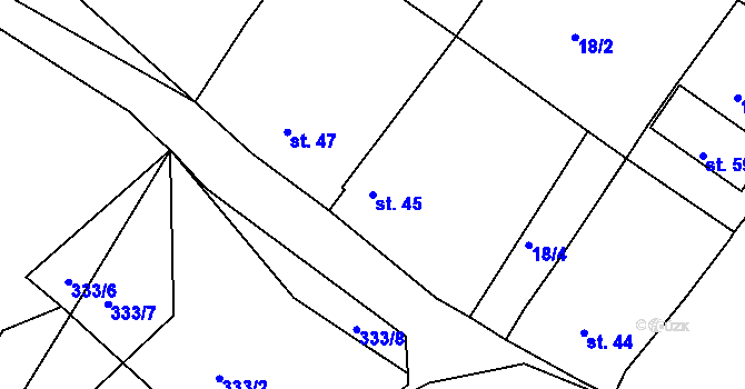 Parcela st. 45 v KÚ Svinky, Katastrální mapa