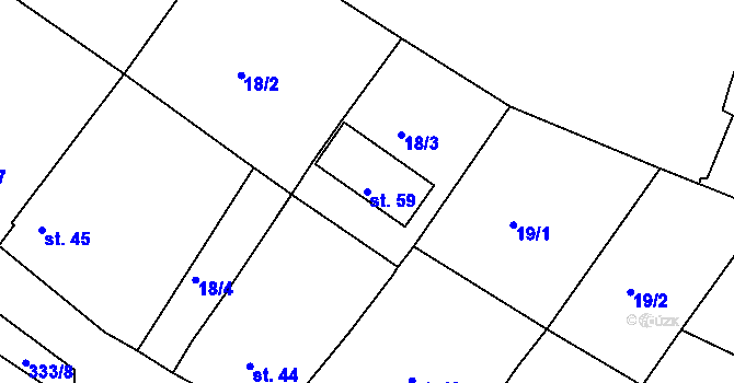 Parcela st. 59 v KÚ Svinky, Katastrální mapa
