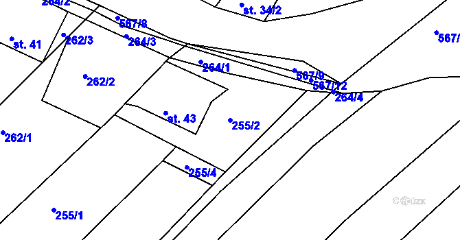 Parcela st. 255/2 v KÚ Svinky, Katastrální mapa