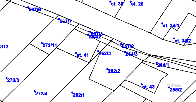 Parcela st. 262/3 v KÚ Svinky, Katastrální mapa