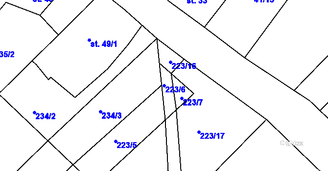 Parcela st. 223/6 v KÚ Svinky, Katastrální mapa