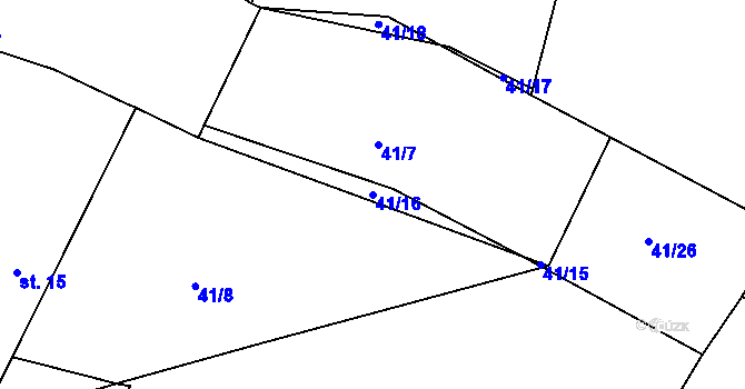 Parcela st. 41/16 v KÚ Svinky, Katastrální mapa