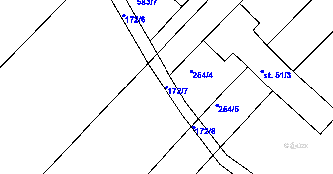 Parcela st. 172/7 v KÚ Svinky, Katastrální mapa