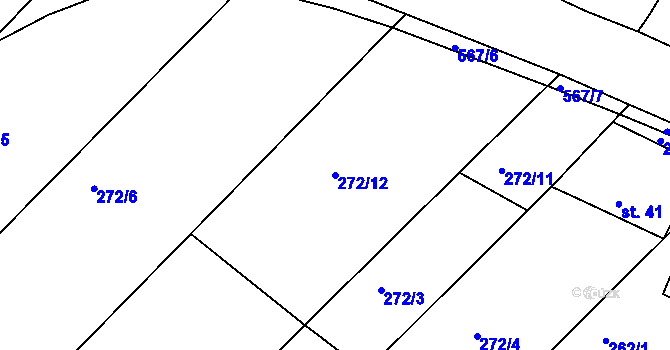 Parcela st. 272/12 v KÚ Svinky, Katastrální mapa