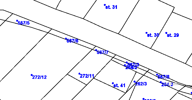Parcela st. 567/7 v KÚ Svinky, Katastrální mapa