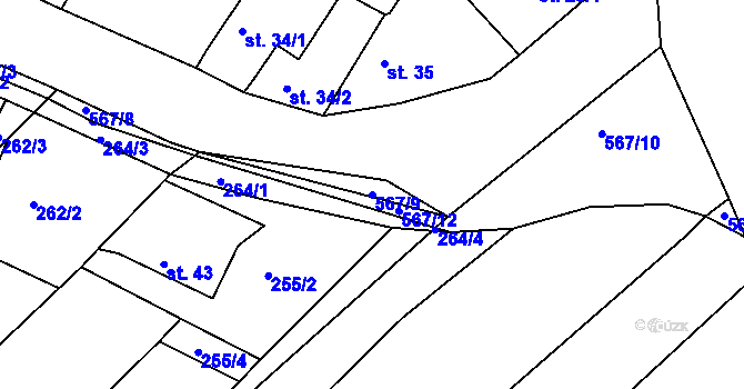 Parcela st. 567/9 v KÚ Svinky, Katastrální mapa
