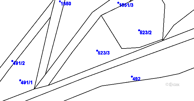 Parcela st. 523/3 v KÚ Vlastiboř u Soběslavi, Katastrální mapa