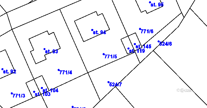 Parcela st. 771/5 v KÚ Vlastiboř u Soběslavi, Katastrální mapa