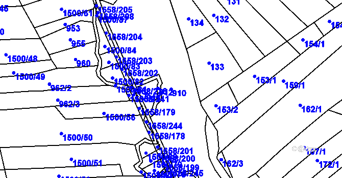 Parcela st. 910 v KÚ Záluží u Vlastiboře, Katastrální mapa
