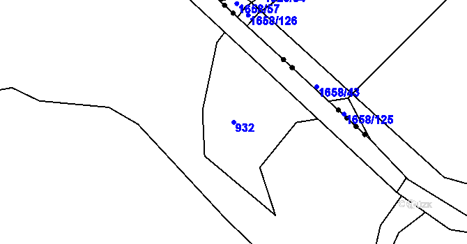 Parcela st. 932 v KÚ Záluží u Vlastiboře, Katastrální mapa