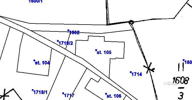 Parcela st. 105 v KÚ Vlastiboř u Železného Brodu, Katastrální mapa