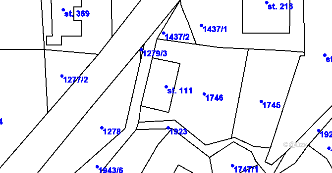 Parcela st. 111 v KÚ Vlastiboř u Železného Brodu, Katastrální mapa