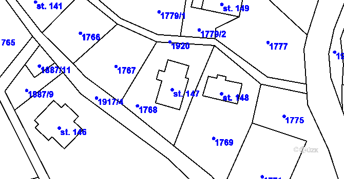 Parcela st. 147 v KÚ Vlastiboř u Železného Brodu, Katastrální mapa