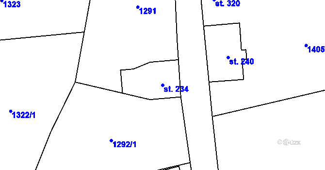 Parcela st. 234 v KÚ Vlastiboř u Železného Brodu, Katastrální mapa