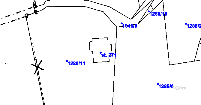 Parcela st. 271 v KÚ Vlastiboř u Železného Brodu, Katastrální mapa