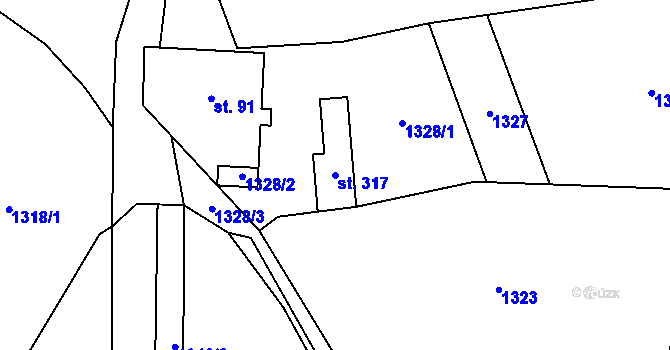 Parcela st. 317 v KÚ Vlastiboř u Železného Brodu, Katastrální mapa